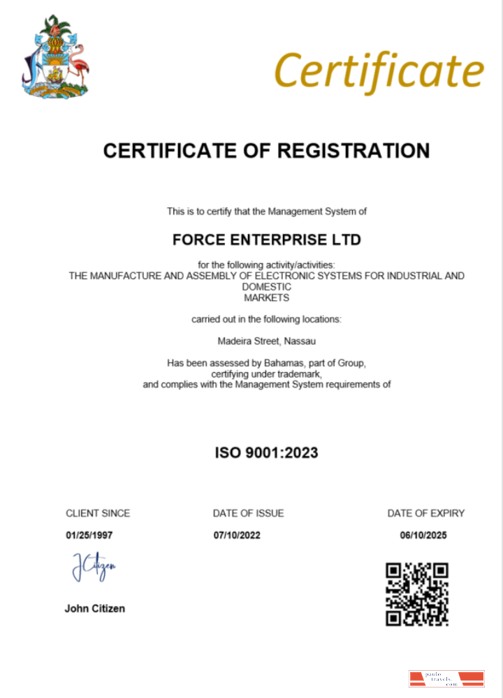 Bahamas certificate of registration Word and PDF template